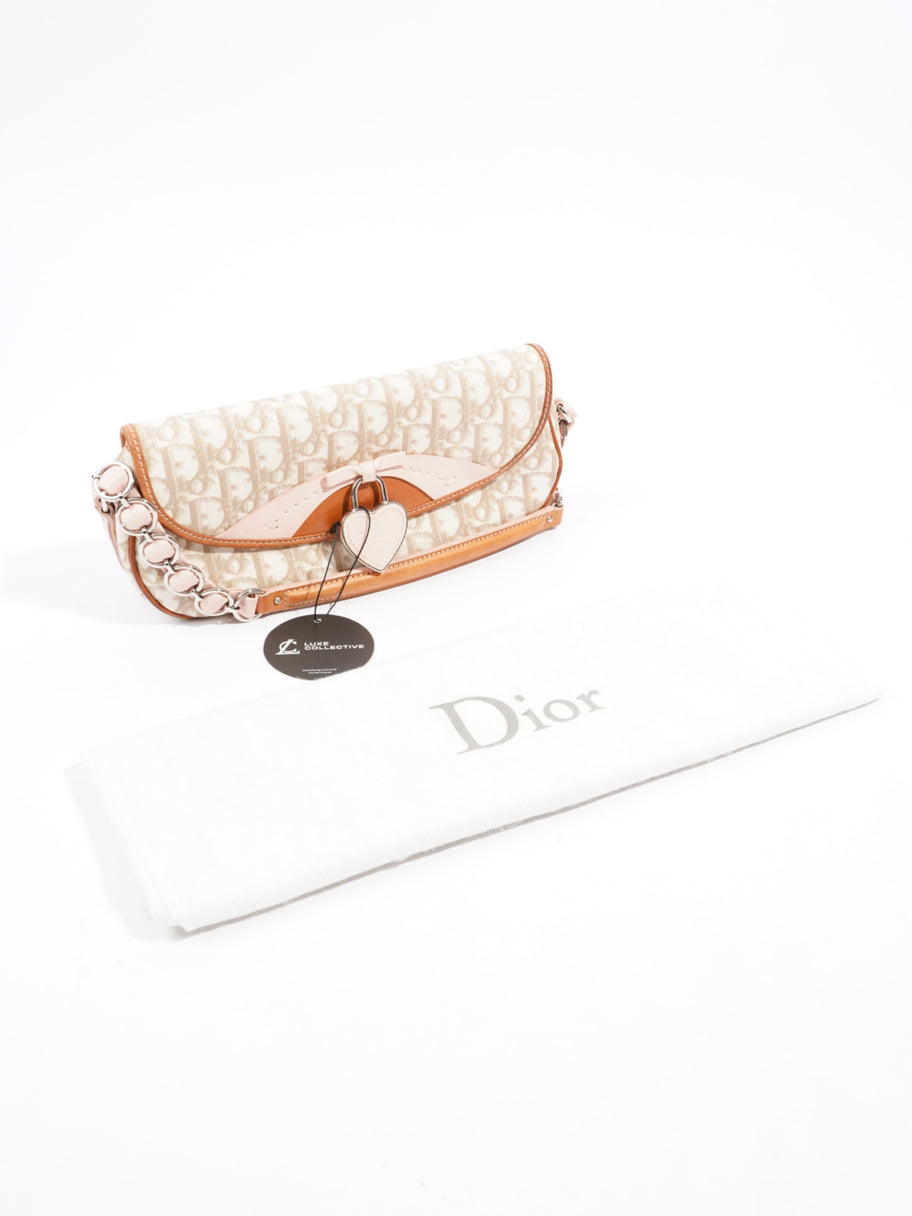 Christian Dior Romantic Shoulder Bag Beige / Pink Canvas Image 10