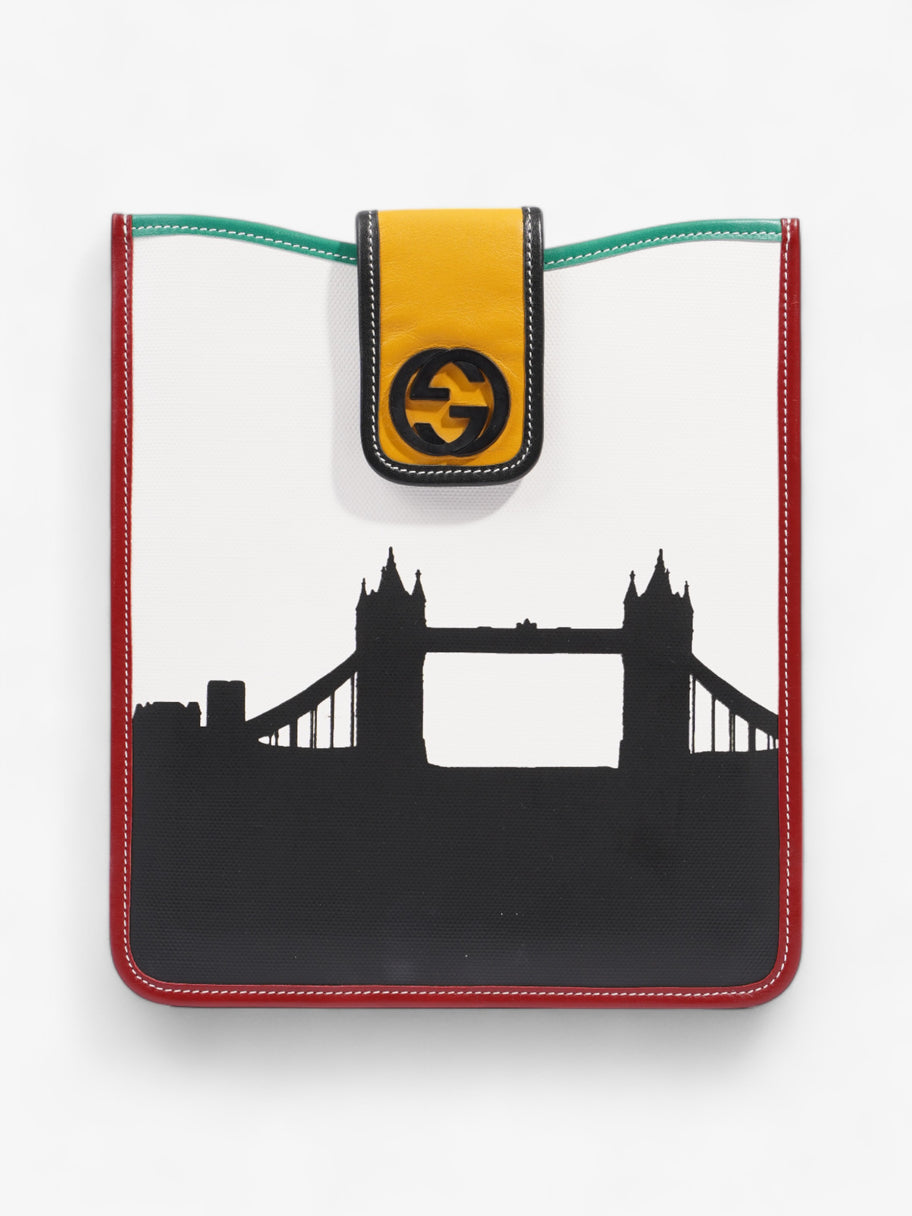 Gucci 2012 Limited Edition IPad Case White / Black / Red / Green / Yellow Coated Canvas Image 1