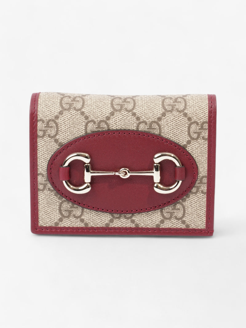  Gucci Horsebit 1955 Wallet GG Supreme / Maroon / Light Gold Canvas