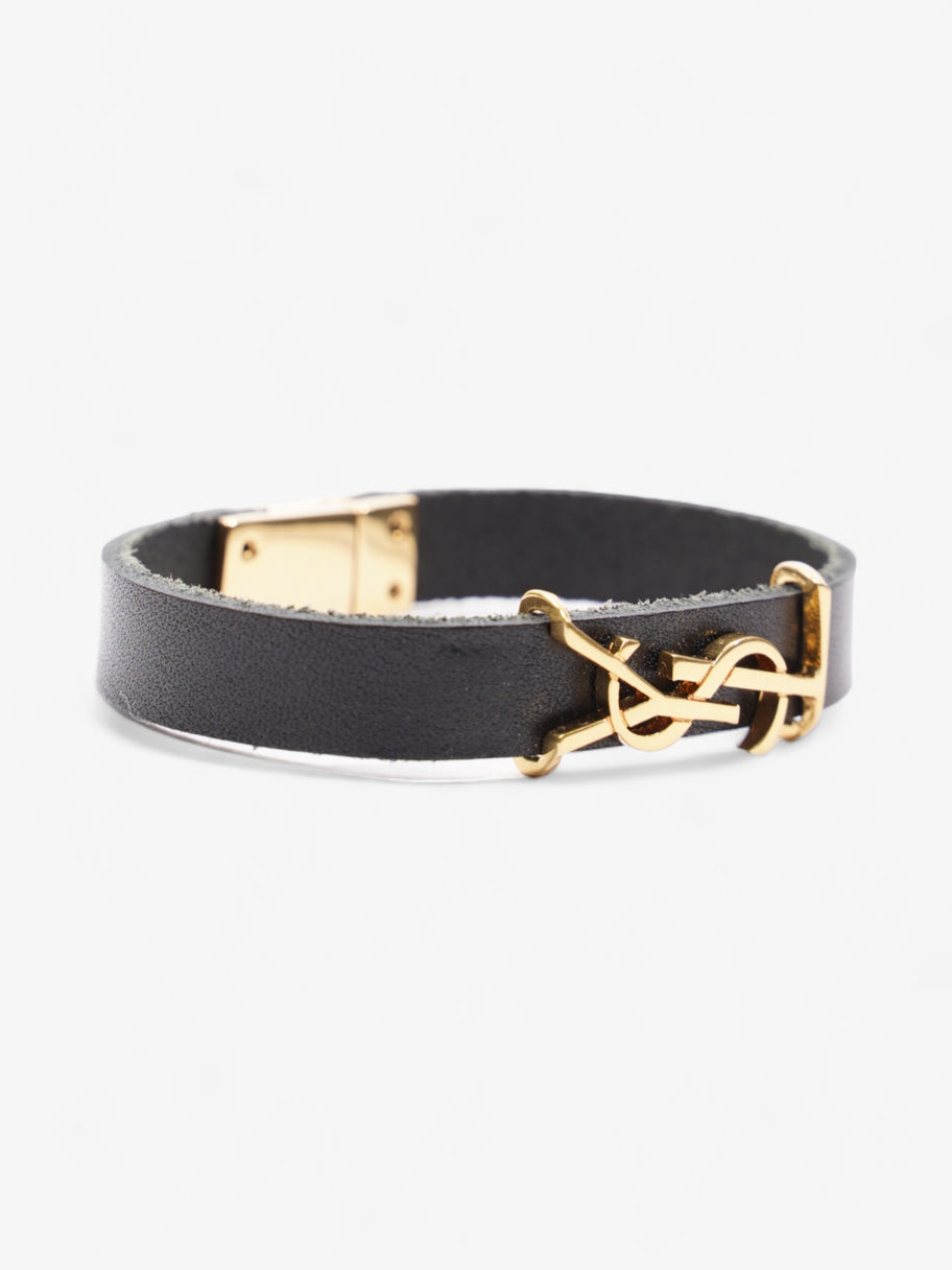 Saint Laurent Opyum Single Wrap Bracelet Black Leather Medium Image 3