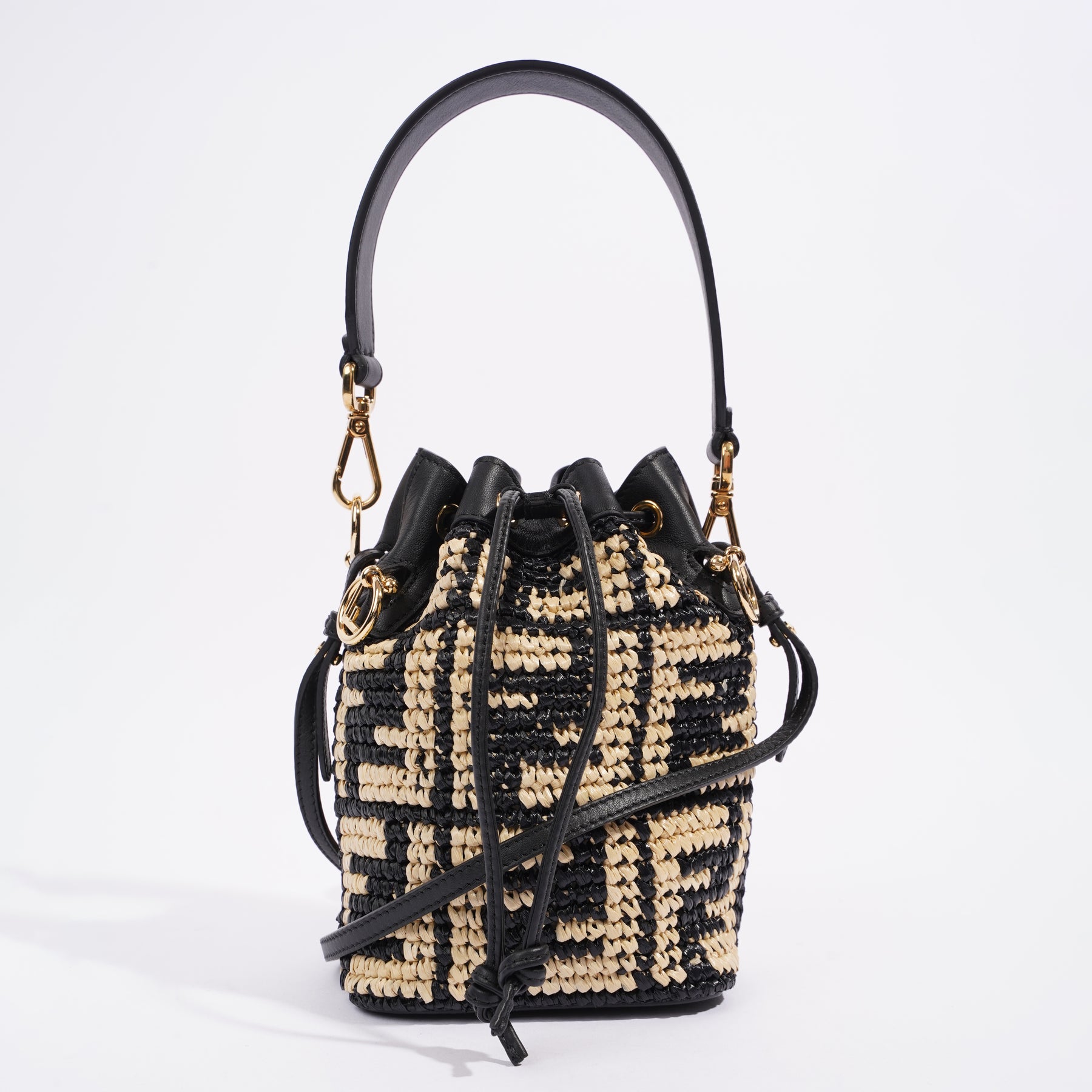 Fendi Mon Tresor Mini Raffia & Leather Bucket Bhutan