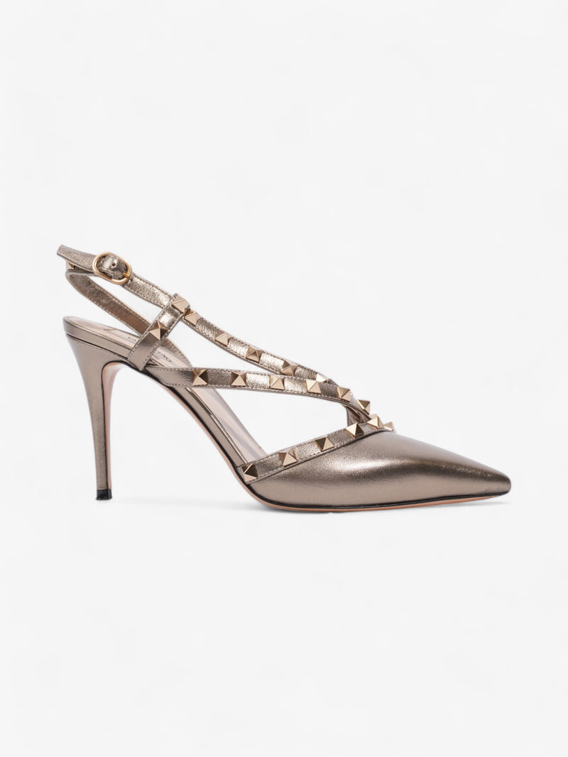  Valentino Rockstud Heels 80 Gold Leather EU 38.5 UK 5.5