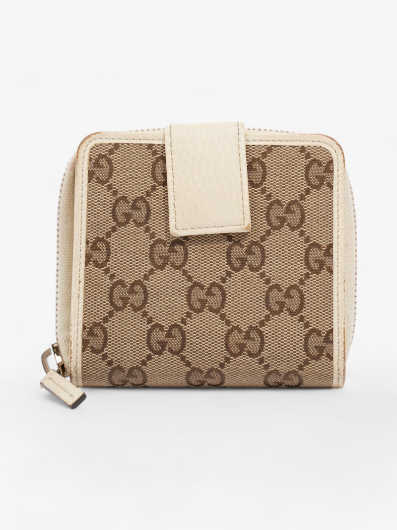  Gucci GG Bi-Fold Wallet Beige / White Canvas