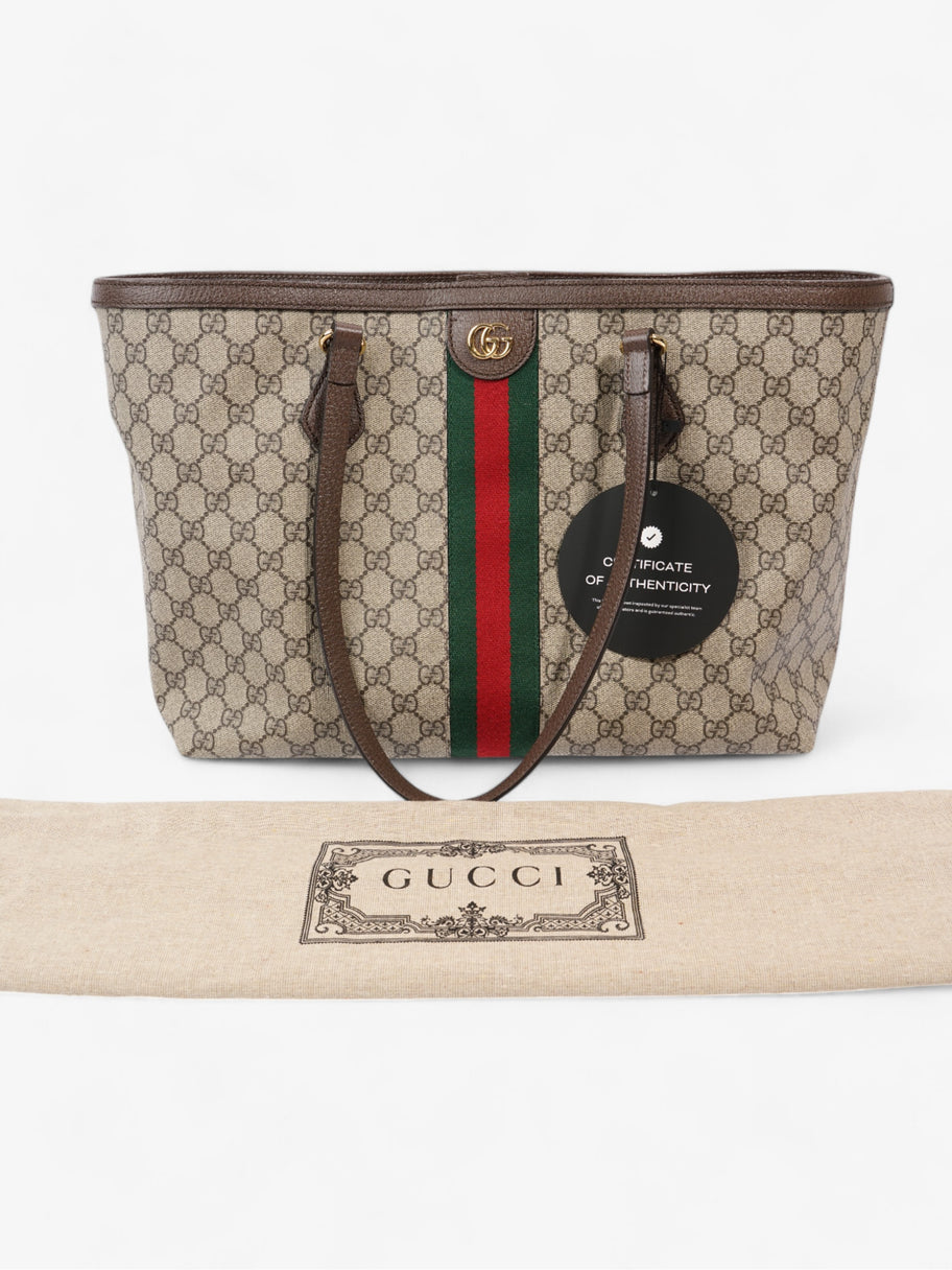 Gucci Ophelia Tote GG Supreme / Brown / Green Coated Canvas Medium Image 9