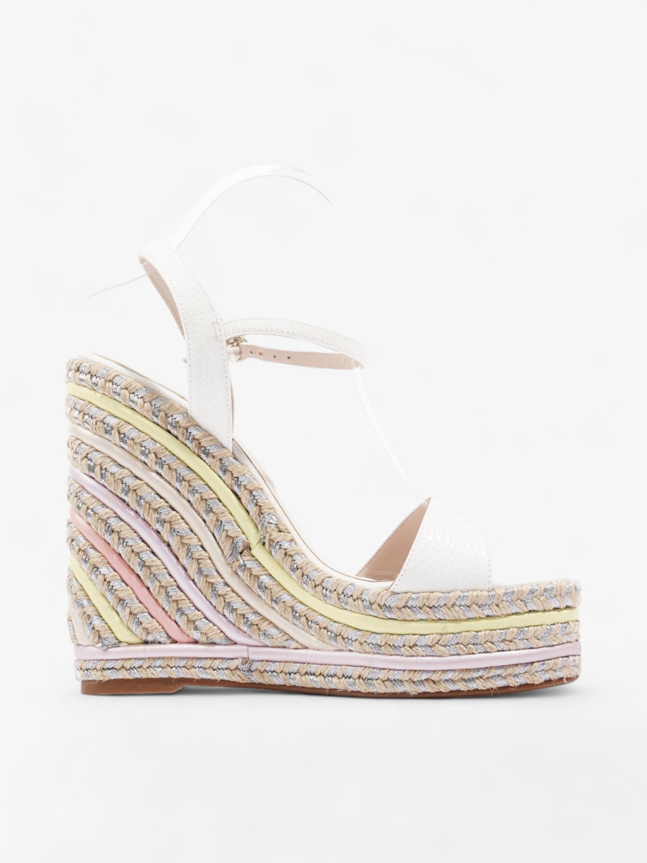 Sophia Webster Lucita Espadrille Wedge 135mm White / Purple / Pink and Yellow Calfskin Leather EU 39 UK 6 Image 4