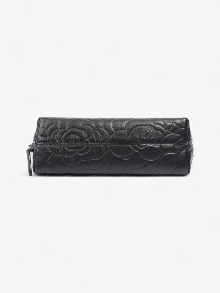 Chanel Camellia Cosmetic Pouch Black Lambskin Leather Image 5