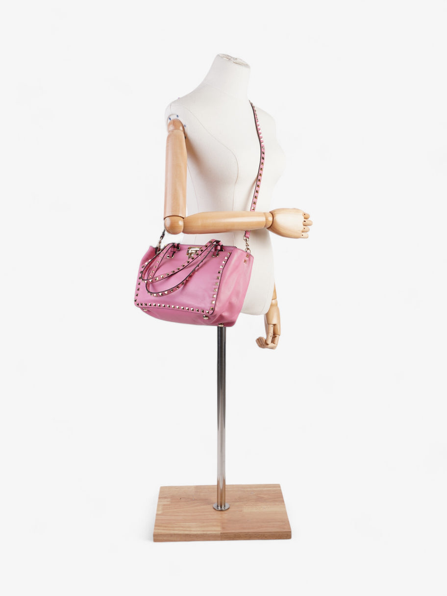 Valentino Rockstud Tote Pink Leather Small Image 2