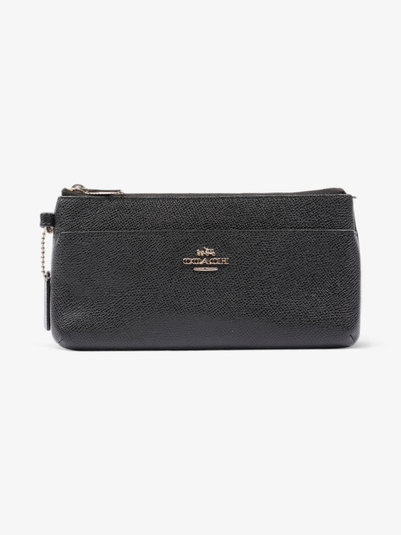  Coach Double Pouch Wallet Wristlet Black Leather