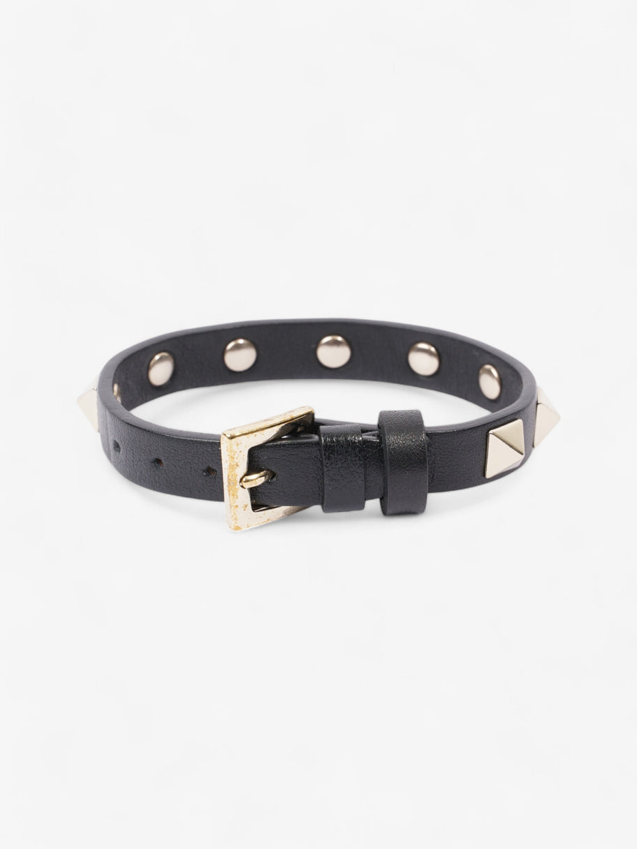 Valentino Rockstud Bracelet Black / Gold Leather Image 4