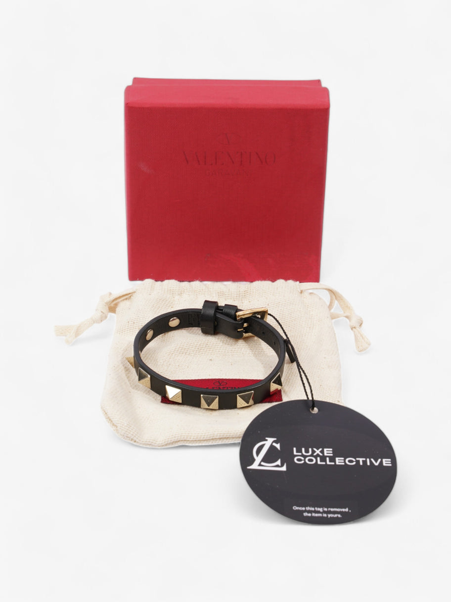 Valentino Rockstud Bracelet Black / Gold Leather Image 5