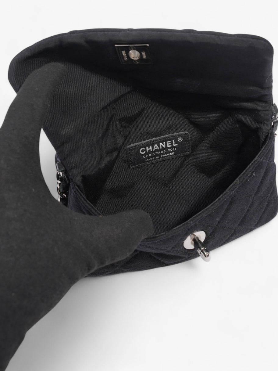 Chanel CC Flap Bag Black Cotton Mini Image 8