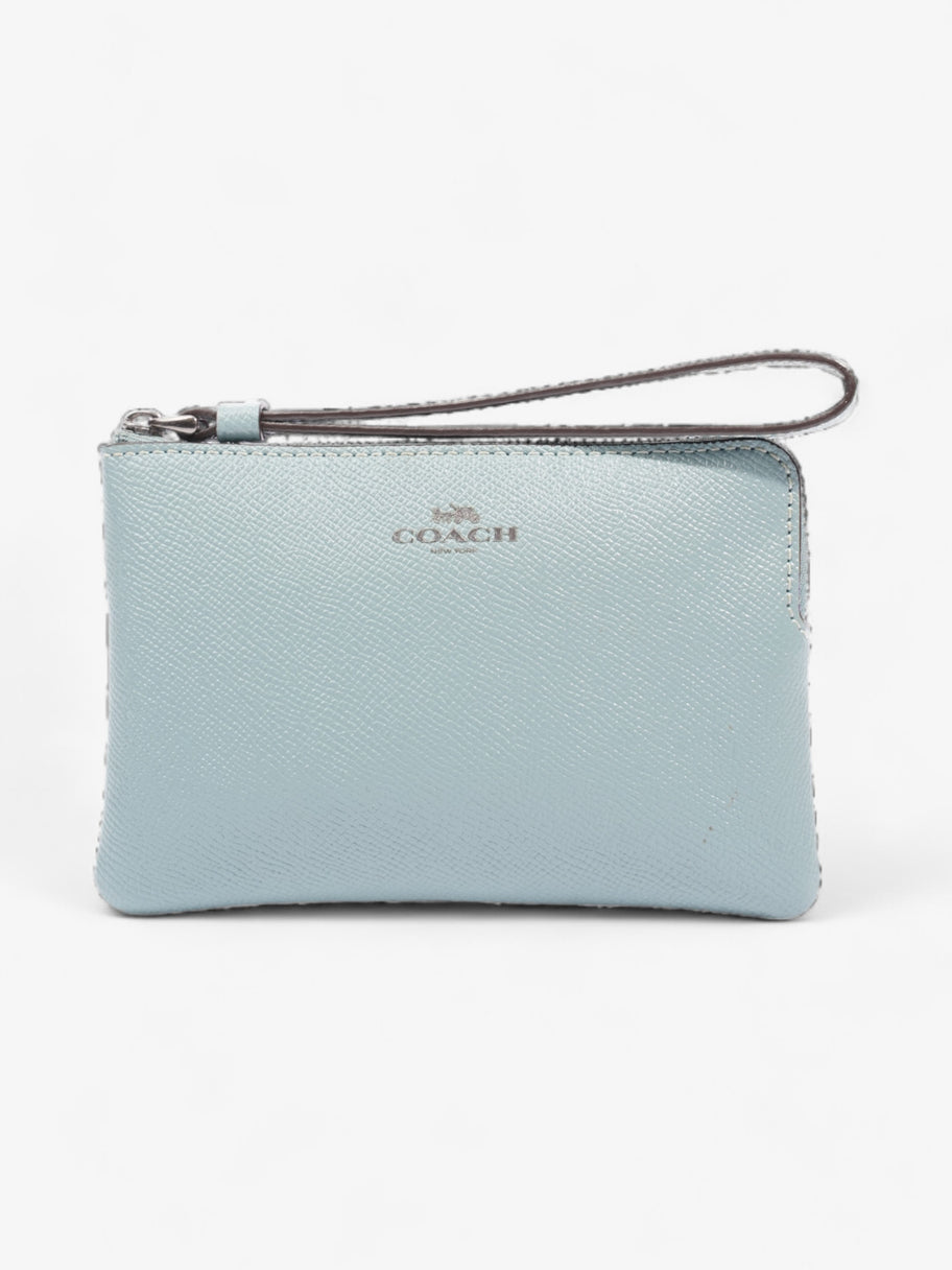 Coach Wristlet Duck Egg Blue Grained Leather Image 1