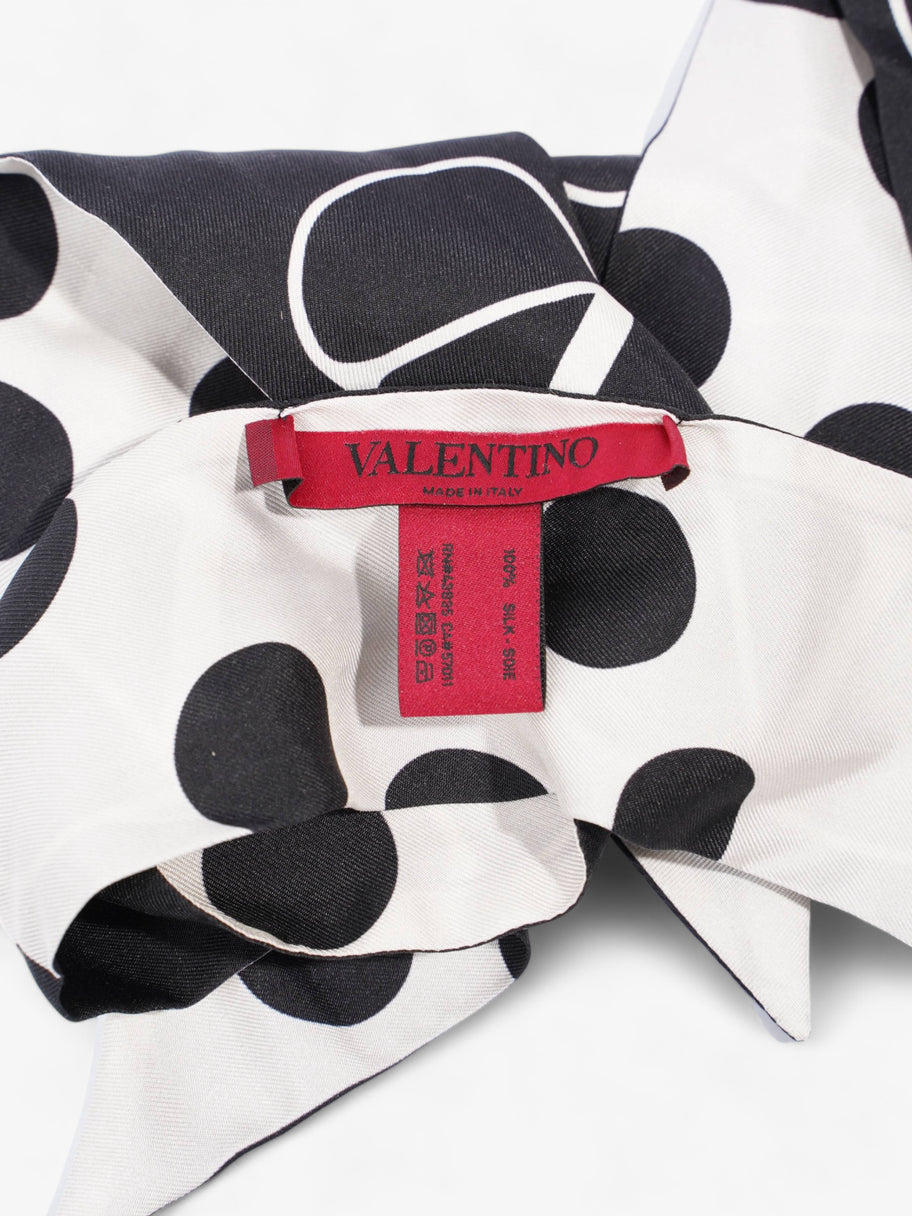 V Logo Polka Dot Scarf Black / White Silk Image 7