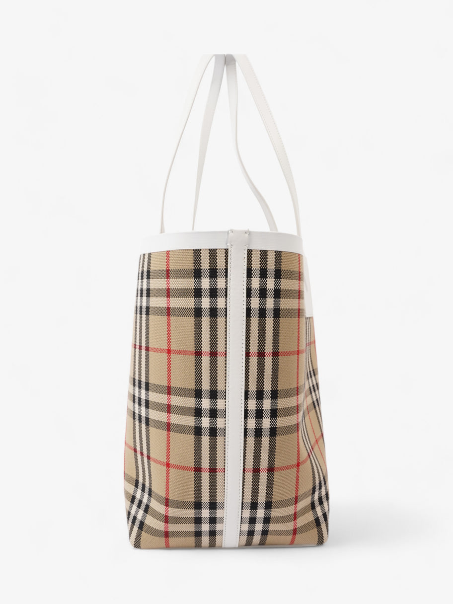 Burberry London Check Tote Bag Vintage Check / White Fabric Medium Image 6