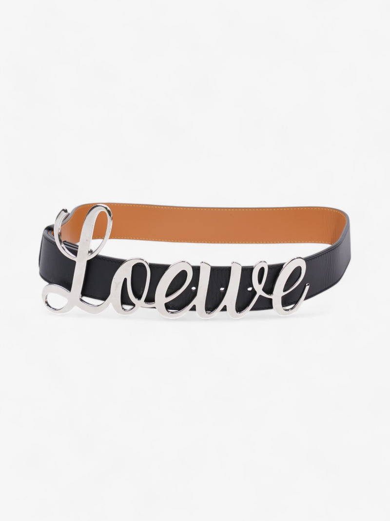  Loewe Logo Belt Black / Silver Leather 90cm