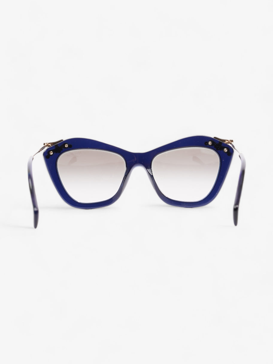 Miu Miu Crystal Embellished Cateye Sunglasses Dark Blue / Gold Acetate 140mm Image 3