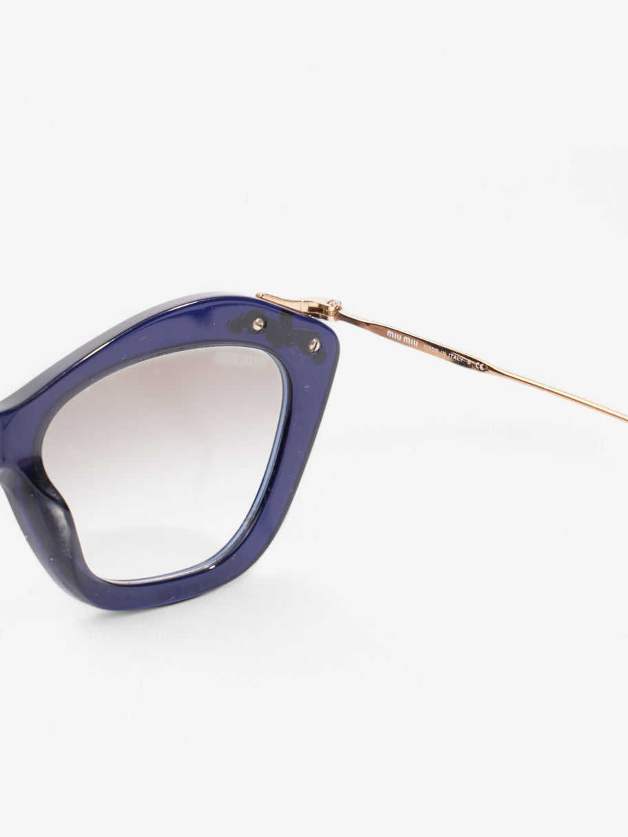 Miu Miu Crystal Embellished Cateye Sunglasses Dark Blue / Gold Acetate 140mm Image 6