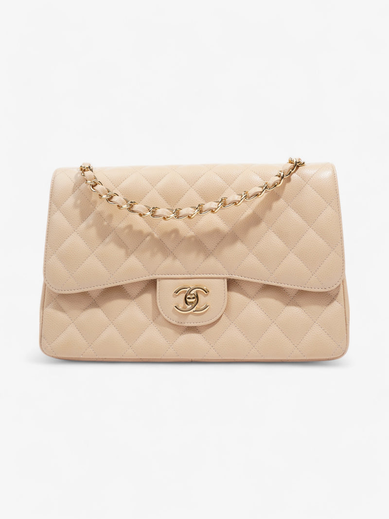  Chanel Classic Double Flap Nude Caviar Leather Jumbo