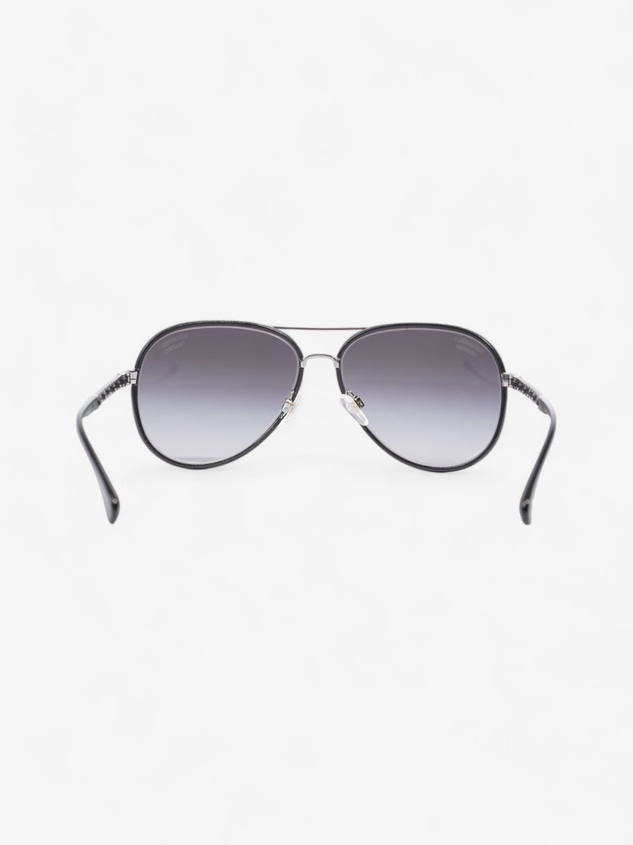 Chanel Pilot-Frame Sunglasses Black Acetate 140mm Image 3