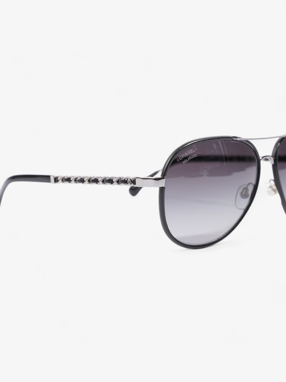 Chanel Pilot-Frame Sunglasses Black Acetate 140mm Image 6