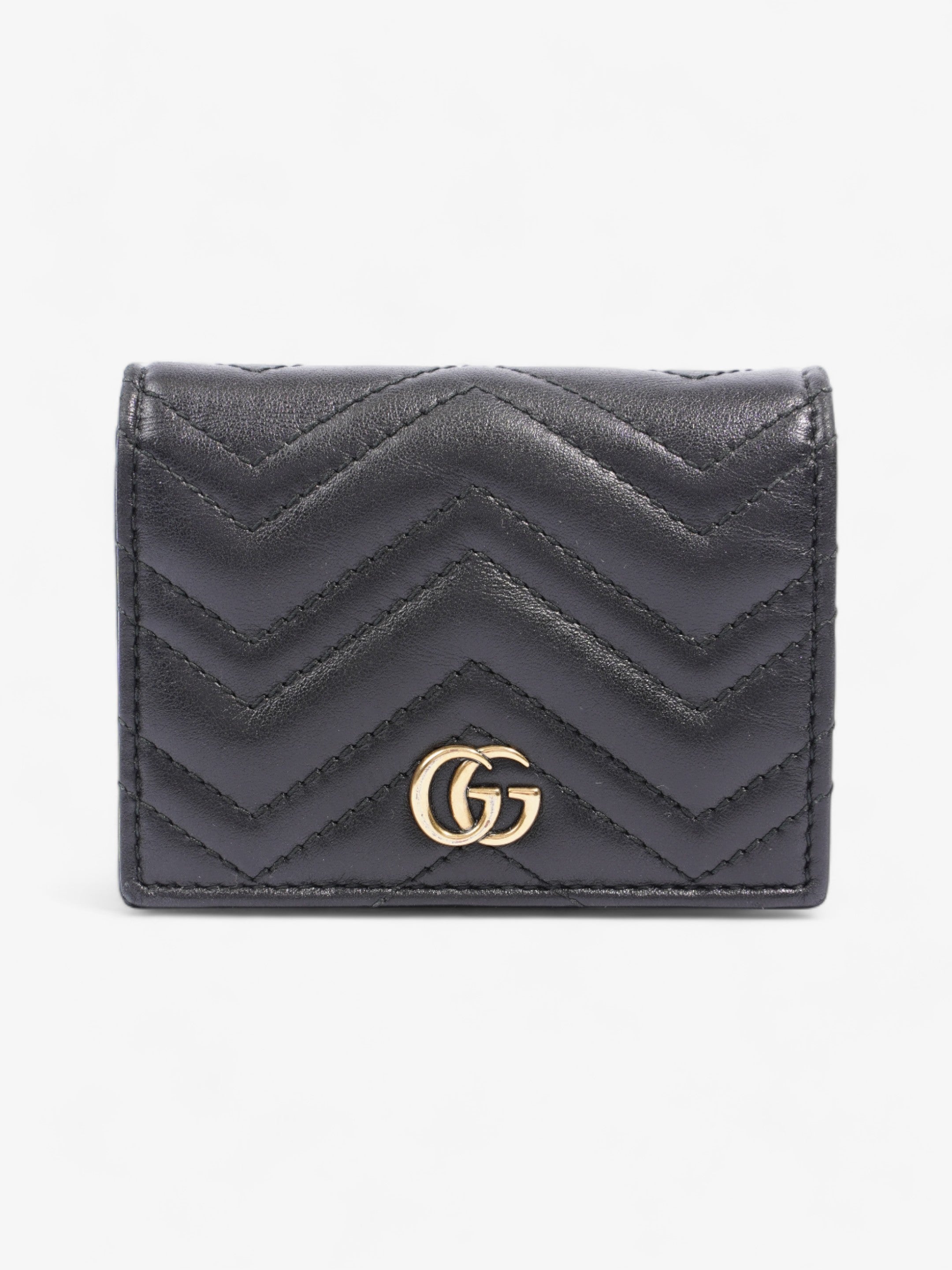 Gucci GG Marmont Card Case Wallet Black Matelasse Leather Luxe Collective