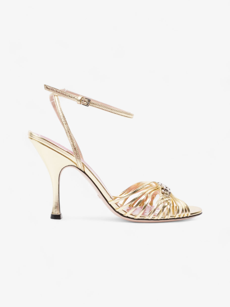 Gucci GG Chain Sandals 70mm Gold Leather EU 39.5 UK 6.5 Image 1