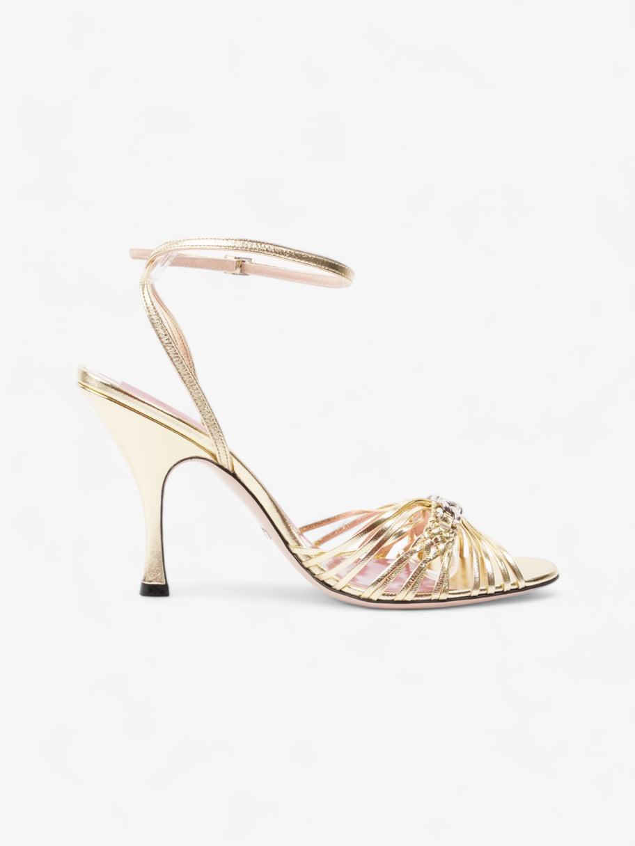 Gucci GG Chain Sandals 70mm Gold Leather EU 39.5 UK 6.5 Image 4