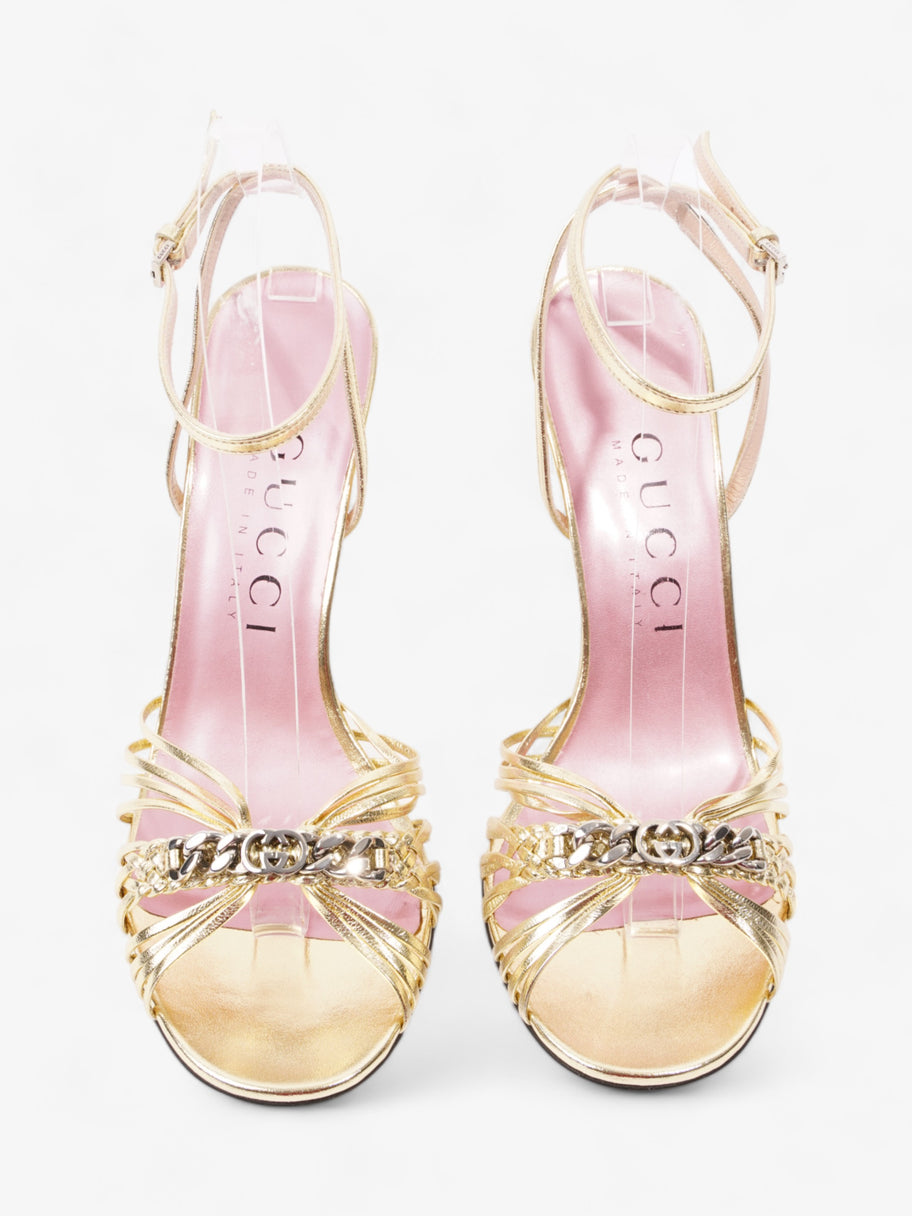 Gucci GG Chain Sandals 70mm Gold Leather EU 39.5 UK 6.5 Image 8