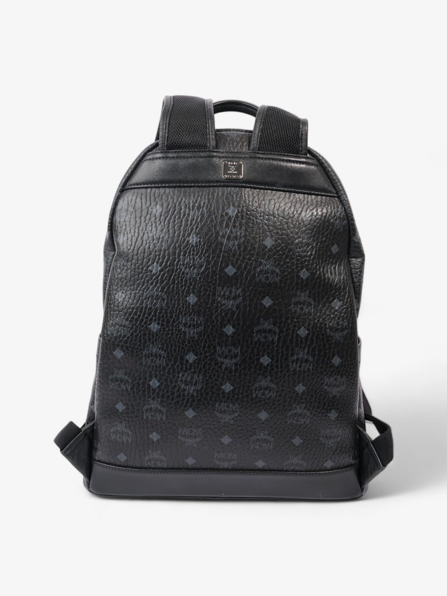 MCM Stark Logo Stripe Backpack Black / Grey Coated Canvas Image 6