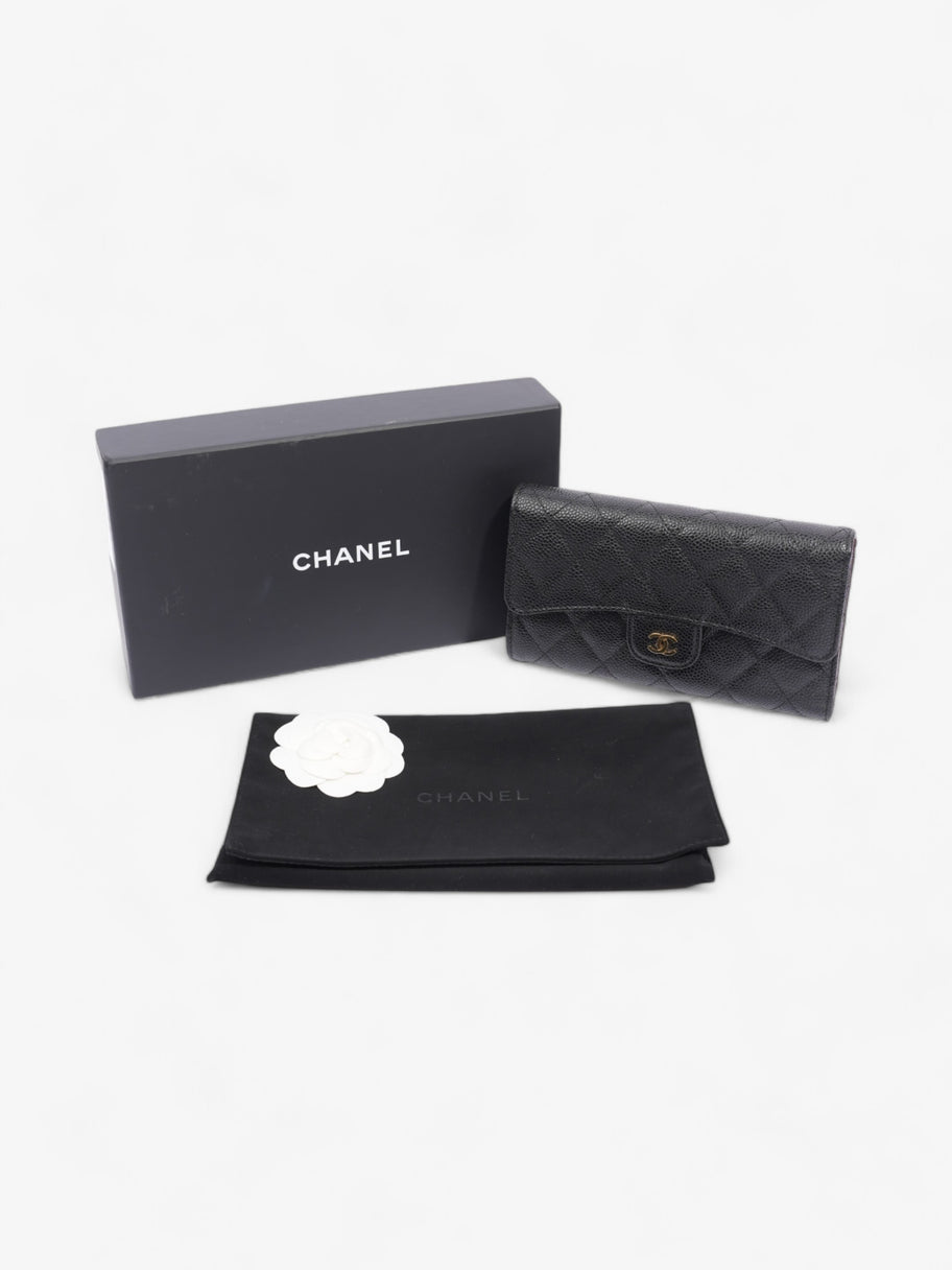 Chanel CC Flap Continental Wallet Black / Gold Caviar Leather Image 8