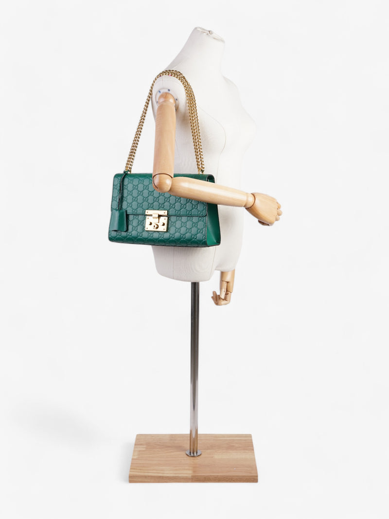  Gucci Padlock Emerald Calfskin Leather Medium