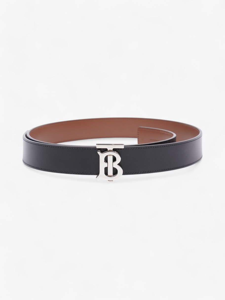 Burberry TB Reversible Belt Black / Silver / Brown Leather Small - 107cm Image 1