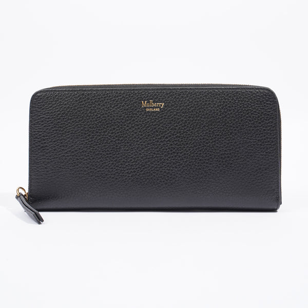 Mulberry Plaque Zip Around Slim Continental Purse Wallet in Black Natural  Vegetable Tanned Leather - New* - SOLD