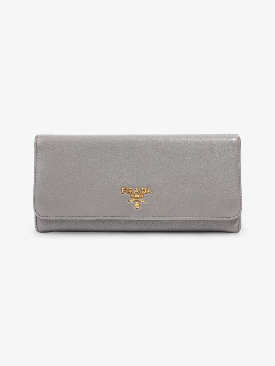 Prada Continental Wallet Grey / Gold Saffiano Leather Image 1