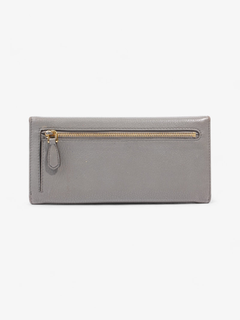  Prada Continental Wallet Grey / Gold Saffiano Leather