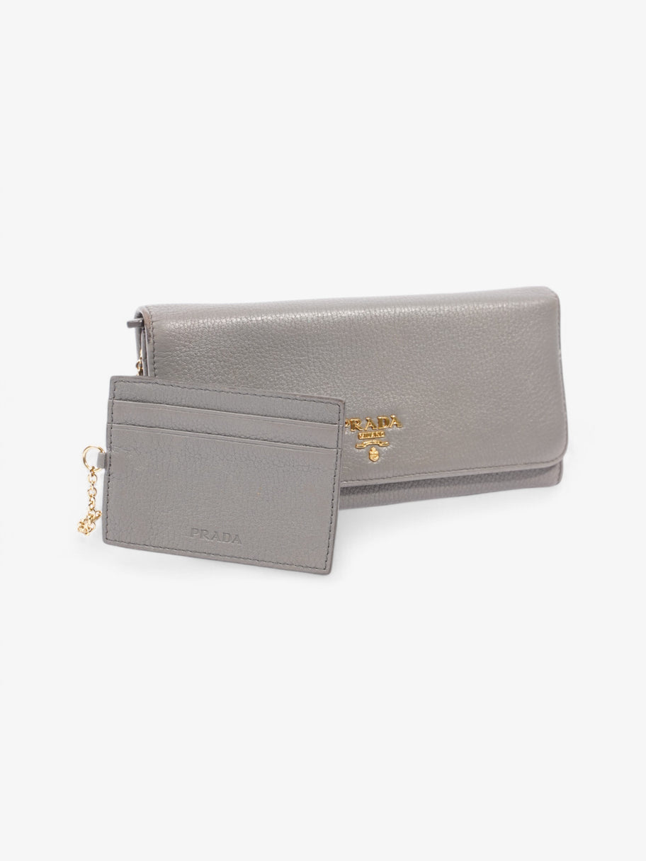 Prada Continental Wallet Grey / Gold Saffiano Leather Image 5