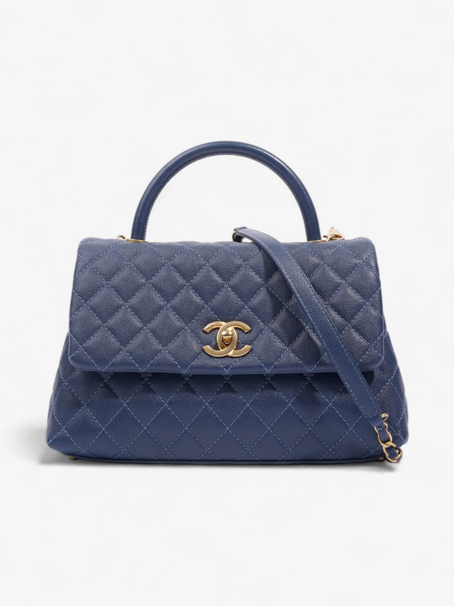 Chanel Coco Handle Flap Blue Caviar Leather Small Image 1