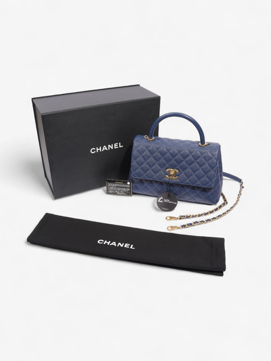 Chanel Coco Handle Flap Blue Caviar Leather Small Image 11