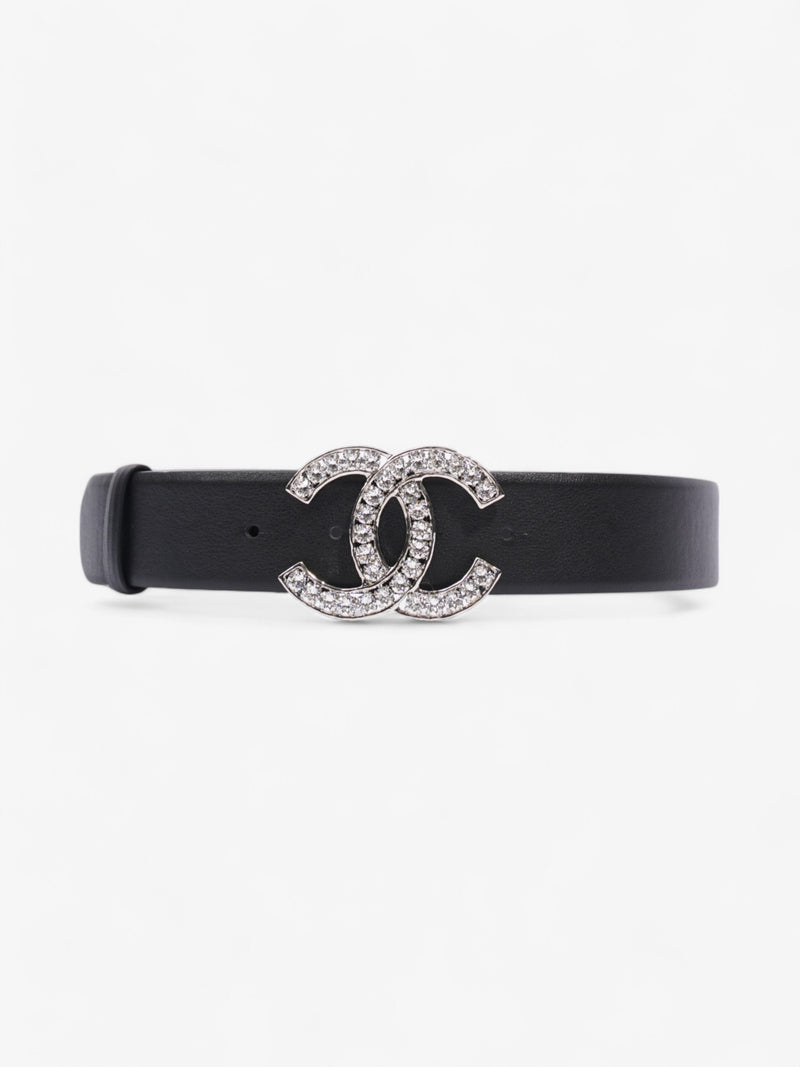  Chanel CC Crystal Belt Black / White Leather 70cm / 28