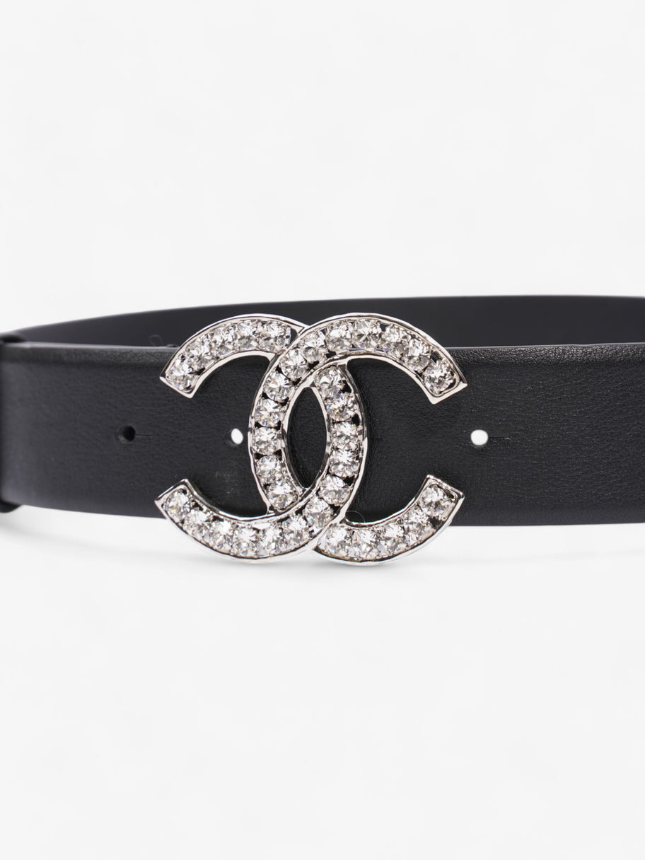 Chanel CC Crystal Belt Black / White Leather 70cm / 28