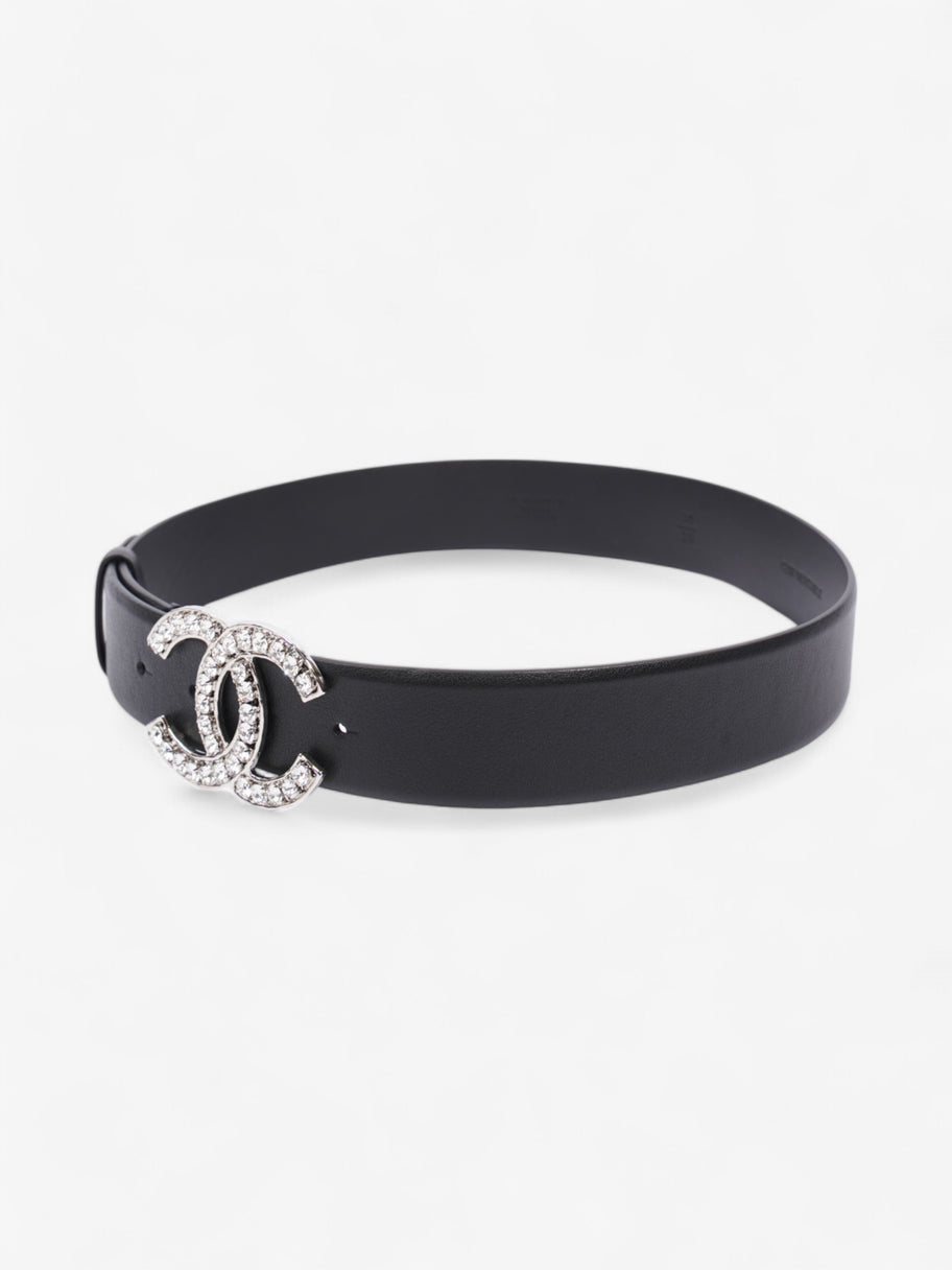 Chanel CC Crystal Belt Black / White Leather 70cm / 28