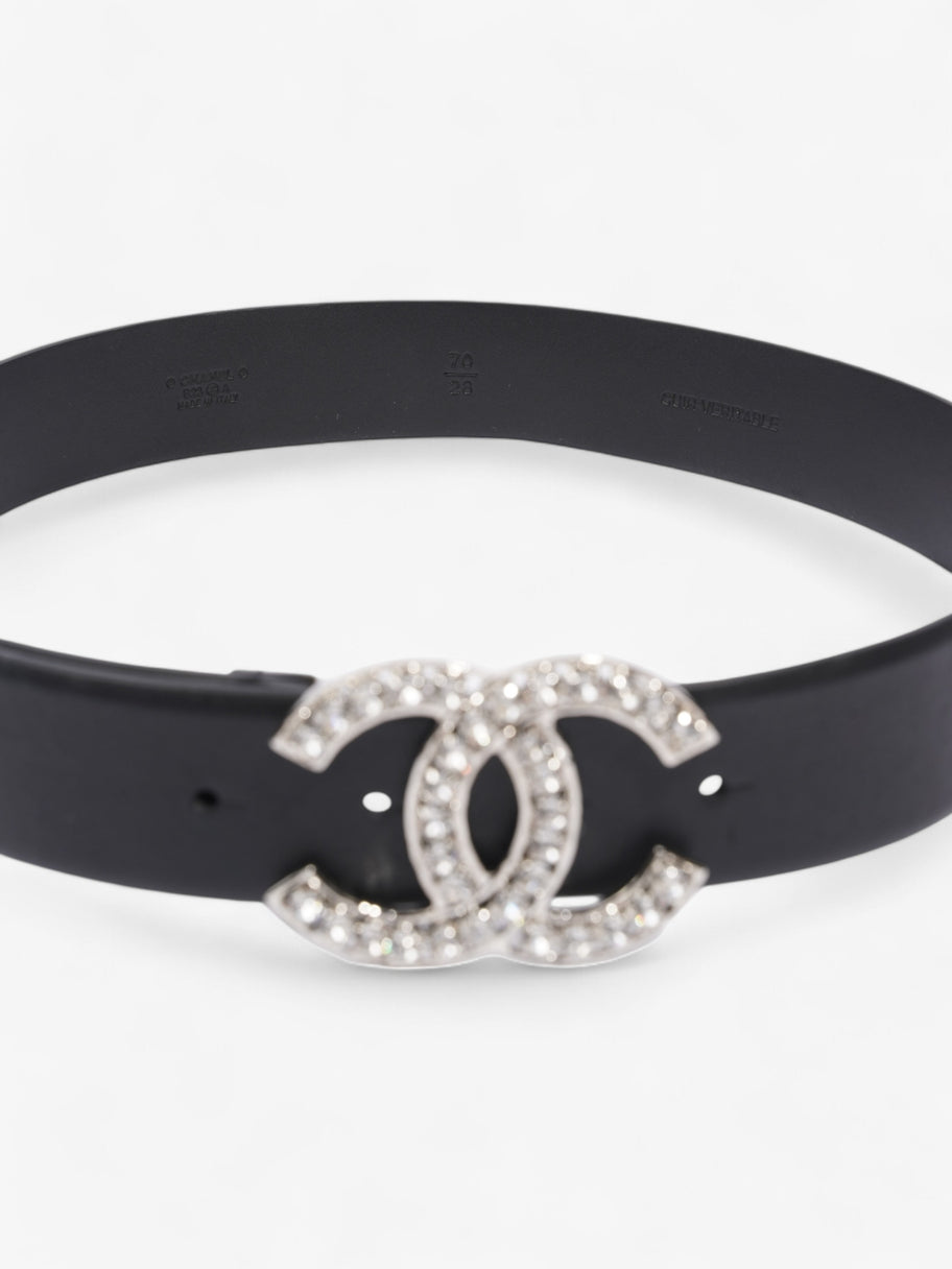 Chanel CC Crystal Belt Black / White Leather 70cm / 28