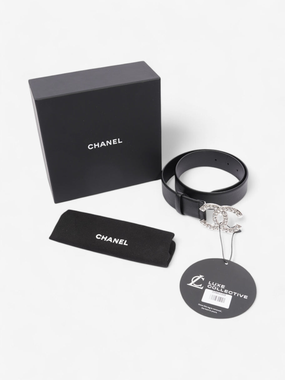 Chanel CC Crystal Belt Black / White Leather 70cm / 28