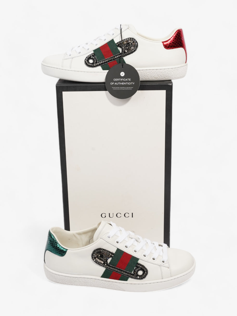 Gucci Ace Low Pin Sneakers White  / Green / Red Leather EU 36.5 UK 3.5 Image 9