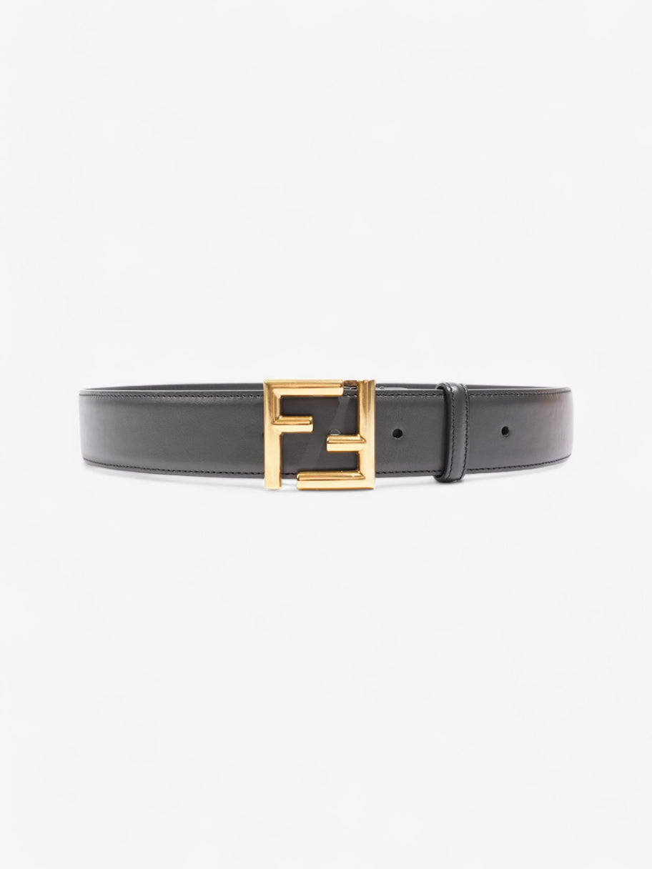 Fendi FF Motif Belt Dark Grey / Gold Leather 80cm / 32