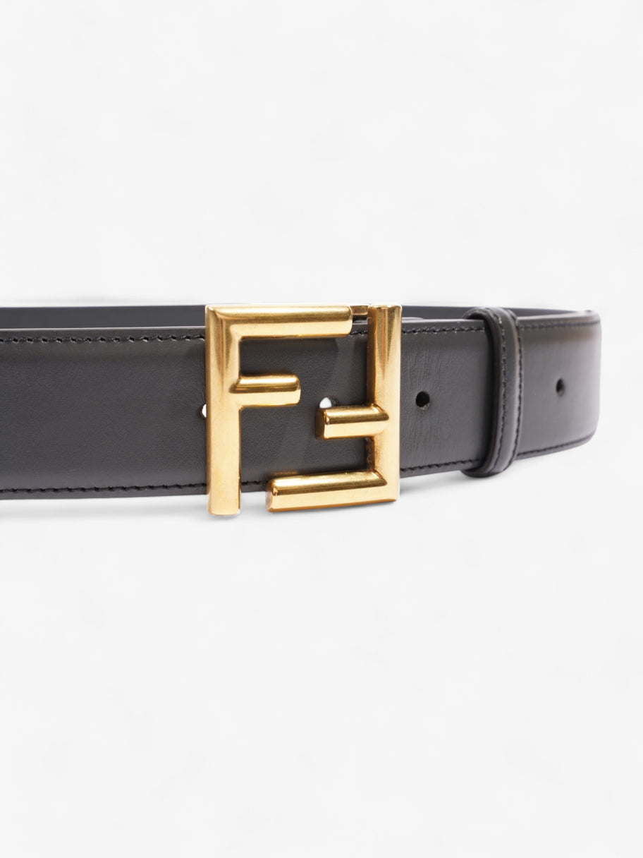 Fendi FF Motif Belt Dark Grey / Gold Leather 80cm / 32