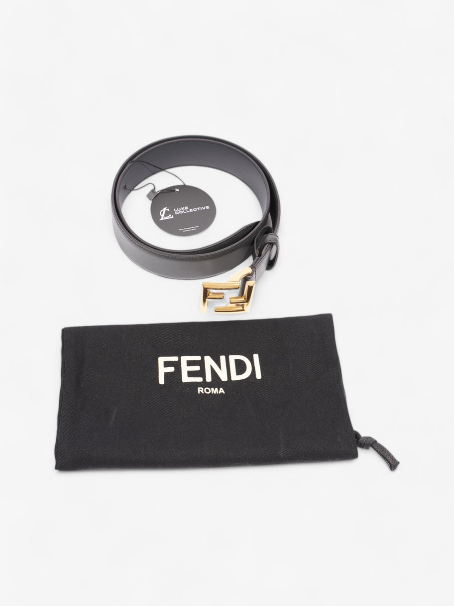 Fendi FF Motif Belt Dark Grey / Gold Leather 80cm / 32