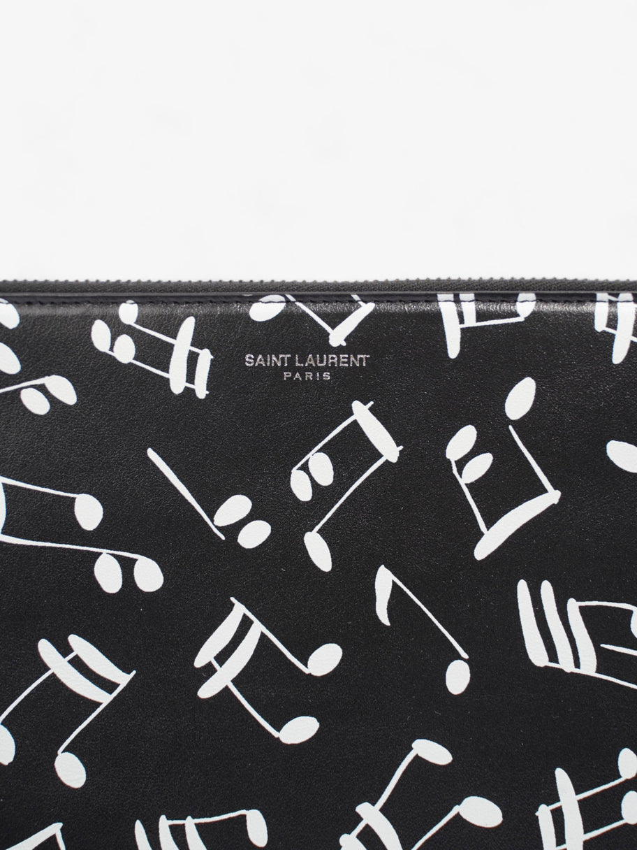 Musical Notes Pouch Black / White Calfskin Leather Image 2