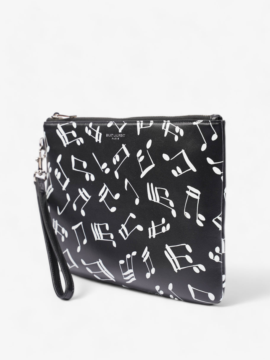 Musical Notes Pouch Black / White Calfskin Leather Image 3
