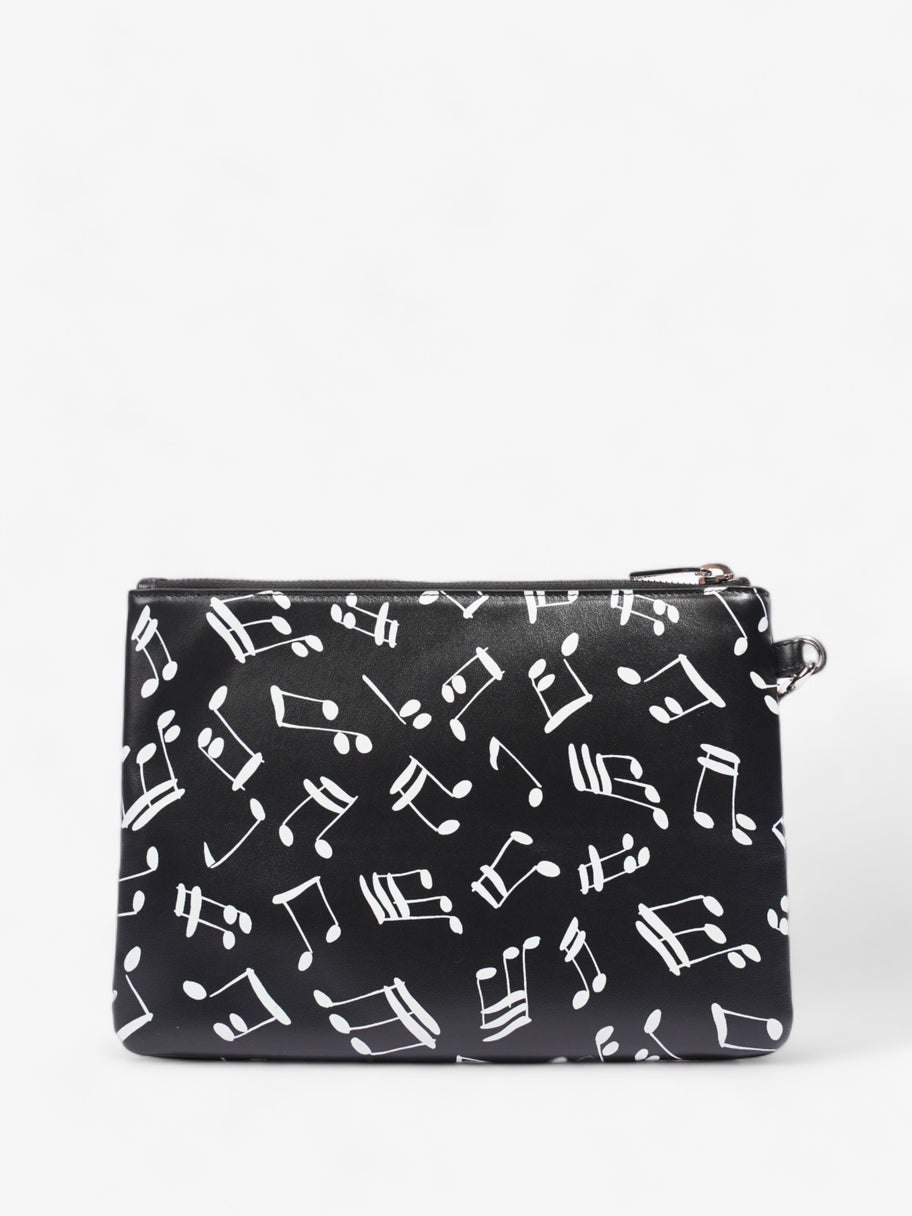 Musical Notes Pouch Black / White Calfskin Leather Image 4